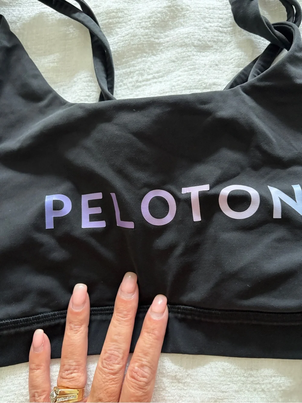 lululemon athletica Black Sports Bra with Iridescent Lavender Logo